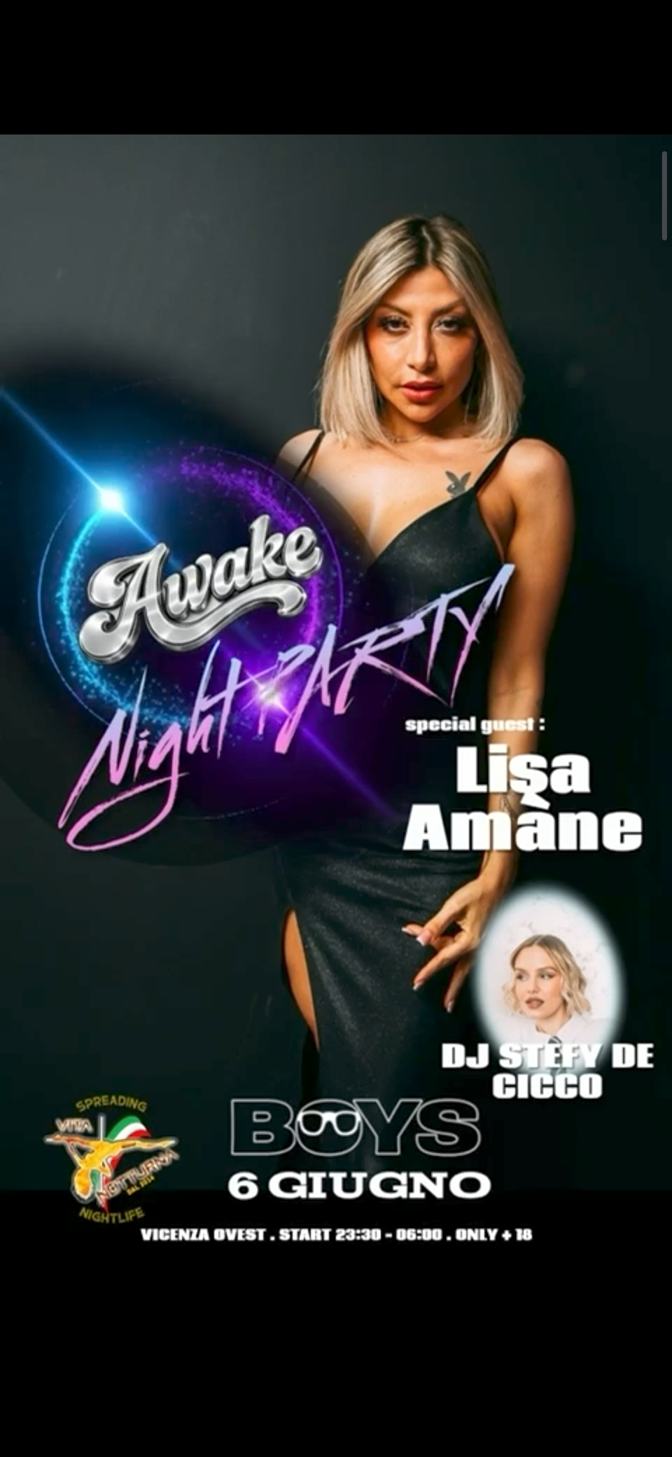 AWAKE il party di Vita NotturnaSabato 6 giugno 2026Con Lisa Amàne e dj Stefy De Cicco