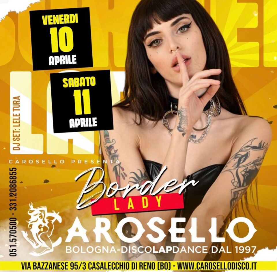 Venerdì 10 e sabato 11 aprile ospiti Borderlady, Giada Latino e Priscilla Salerno (solo sabato 11 aprile).