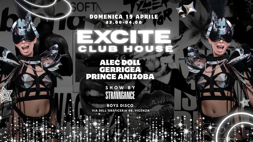 Venerdì 17 aprile dj ospite Gloria FregoneseSabato 18 aprile dj ospite Jeanine FakkoDomenica 19 aprile Excite Club House